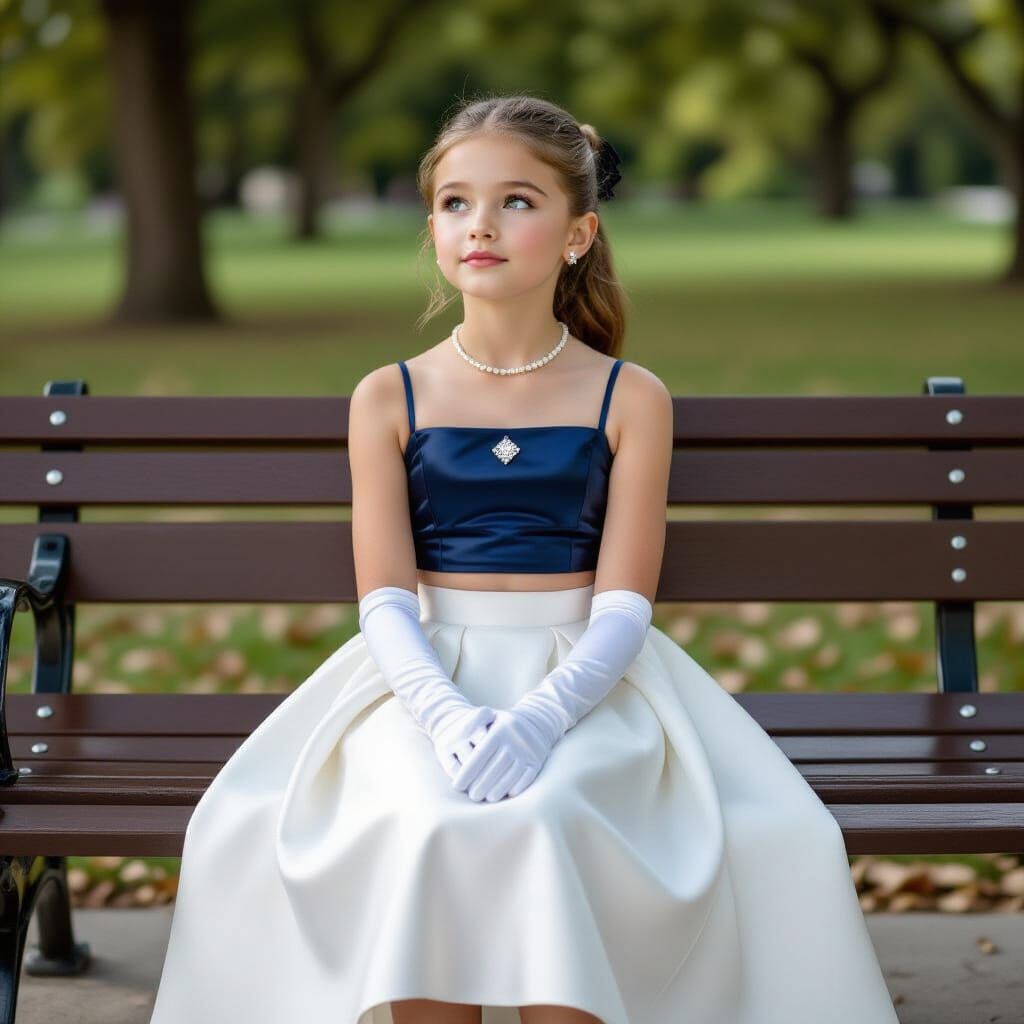 Young French Girl in Park, Natural Daylight Portrait