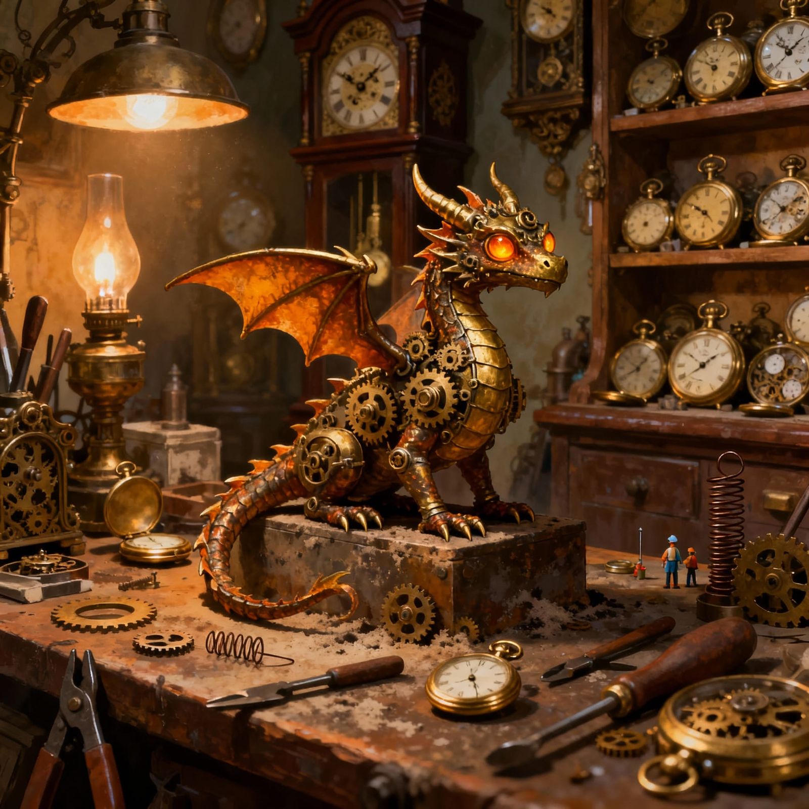 Steampunk Dragon in Antique Watch Shop