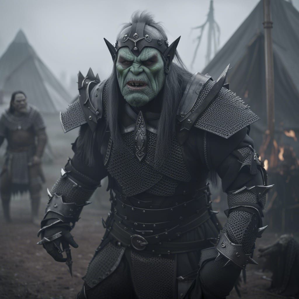 Orc Chieftain in Black Iron Armor Film Still