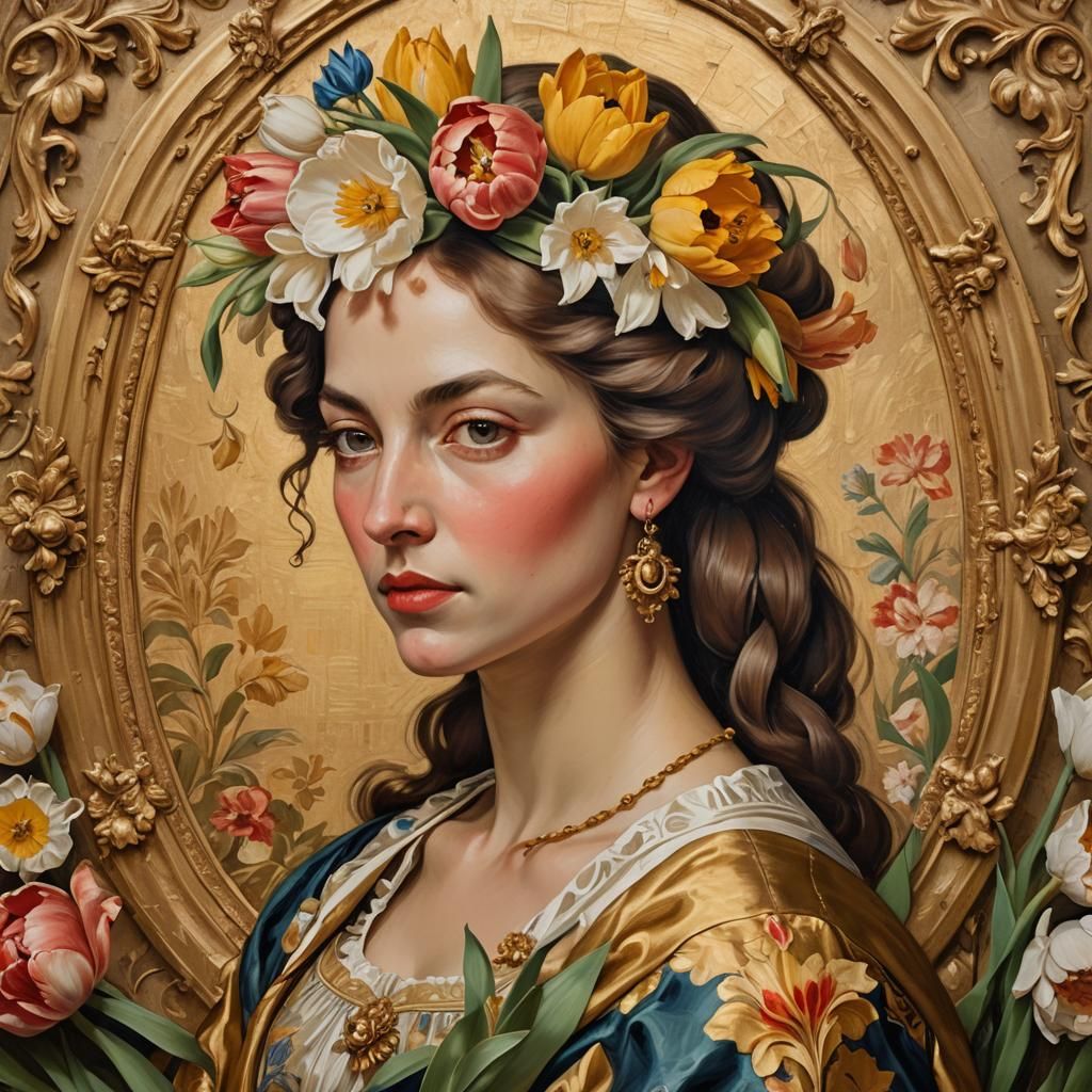 Dutch Golden Age Portrait with Floral Accents