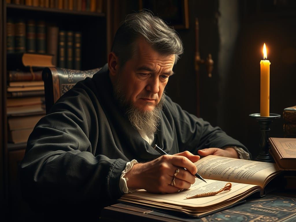 Renaissance Scholar in Contemplative Silence