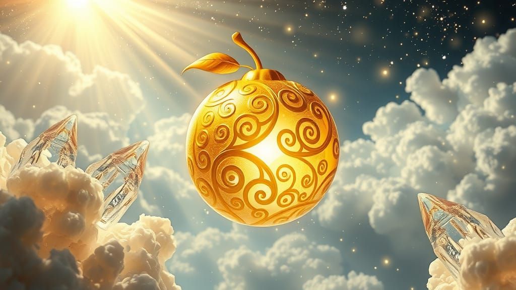 fantasy golden fruit forbidden paradise heavenly beams divin...