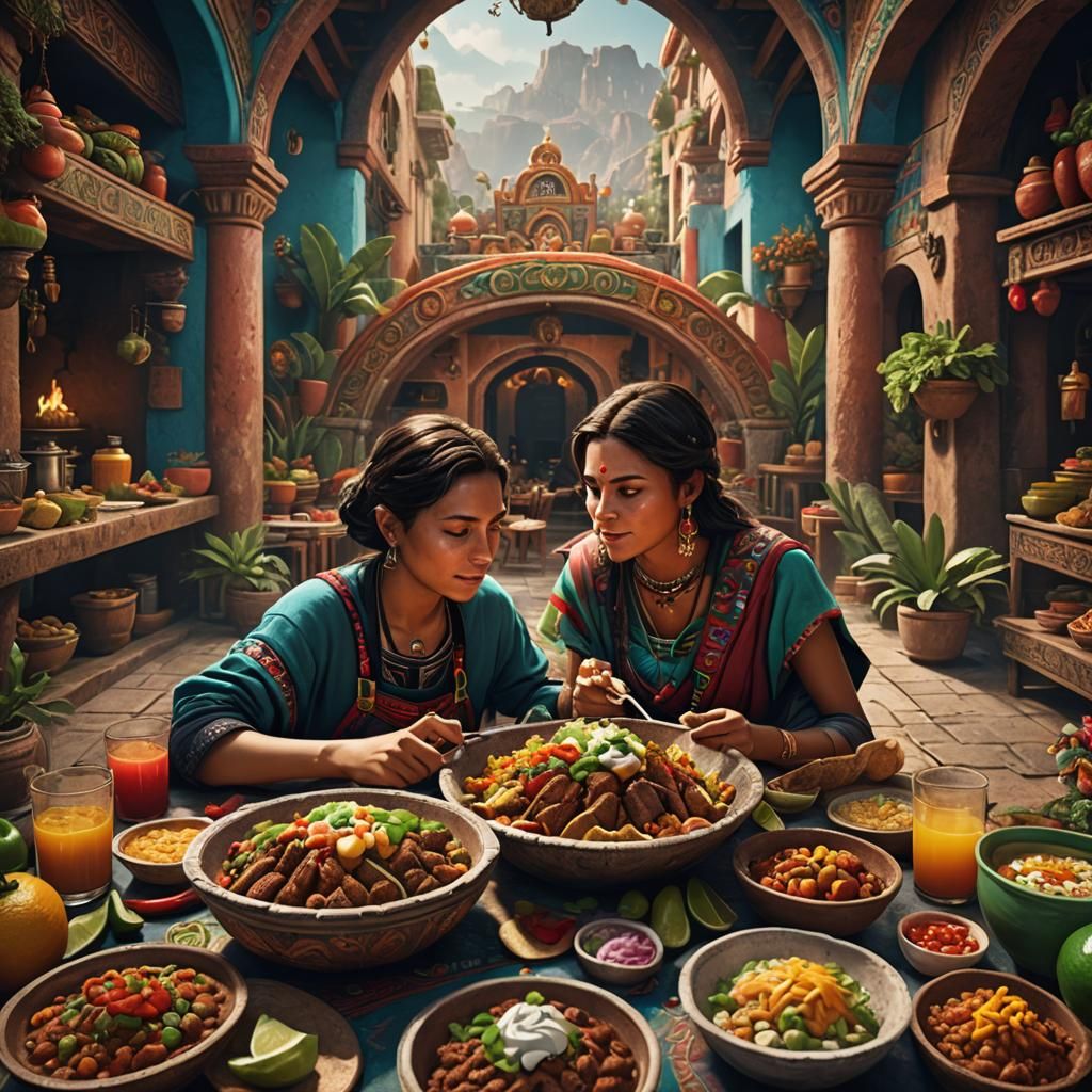 Couple Enjoying Delicious Mexican Cuisine