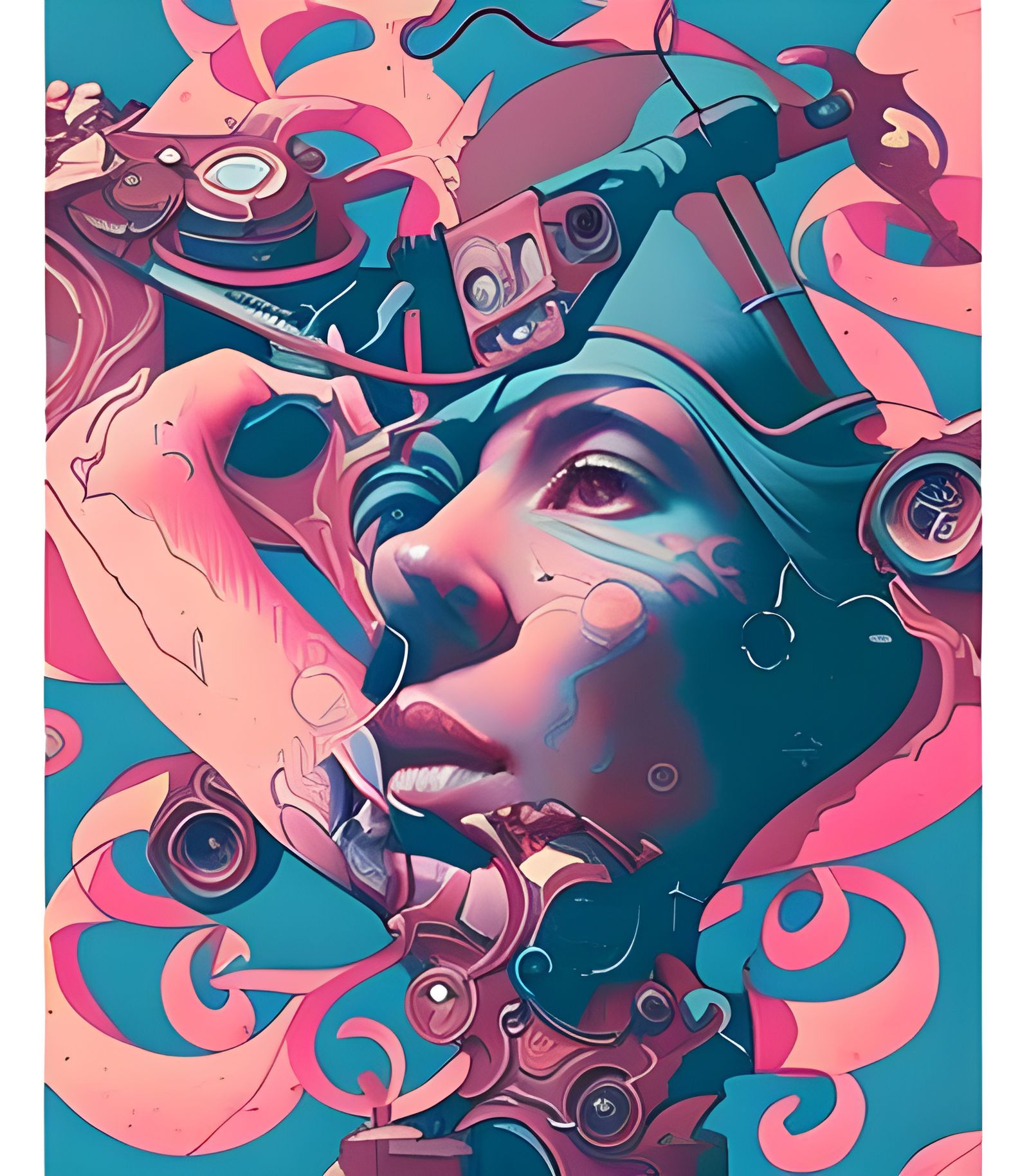 Camera Parts in Street Art Style Poster