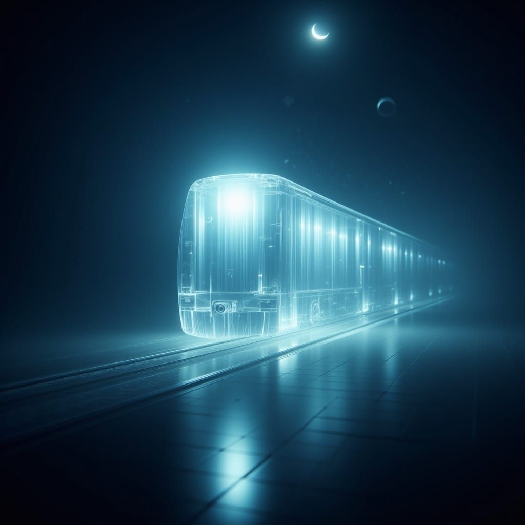 Ethereal Lunarpunk Train in Ghostly Horrorscape