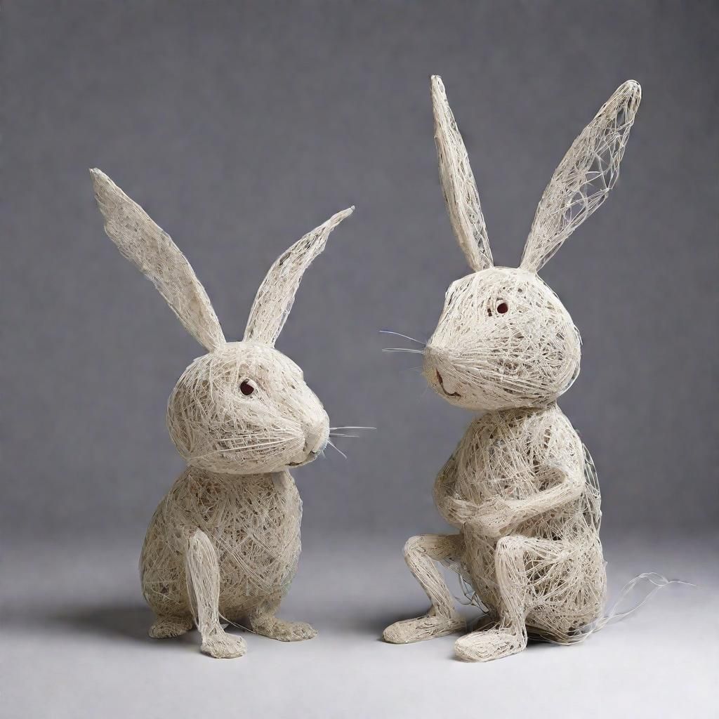 String Art Mad Rabbit Sculpture