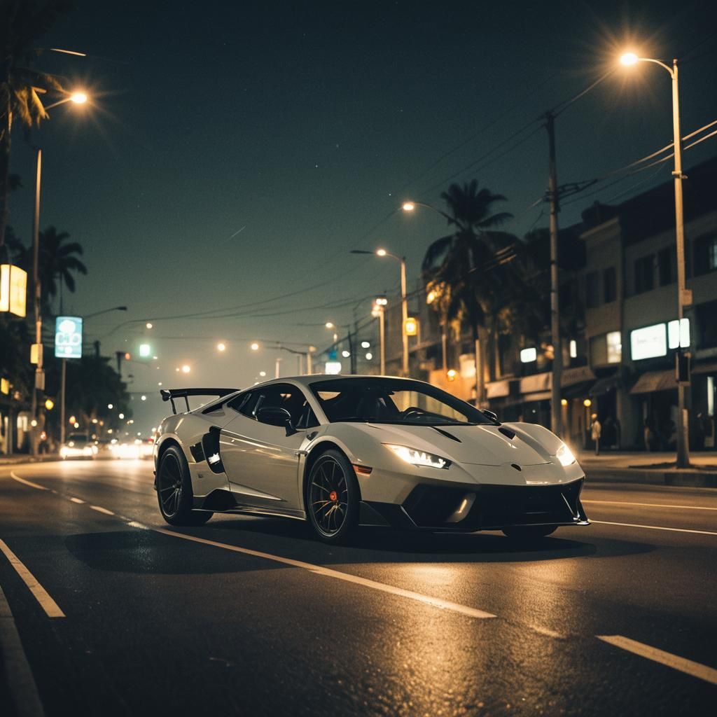 Supercar at Night: Cinematic Film Still