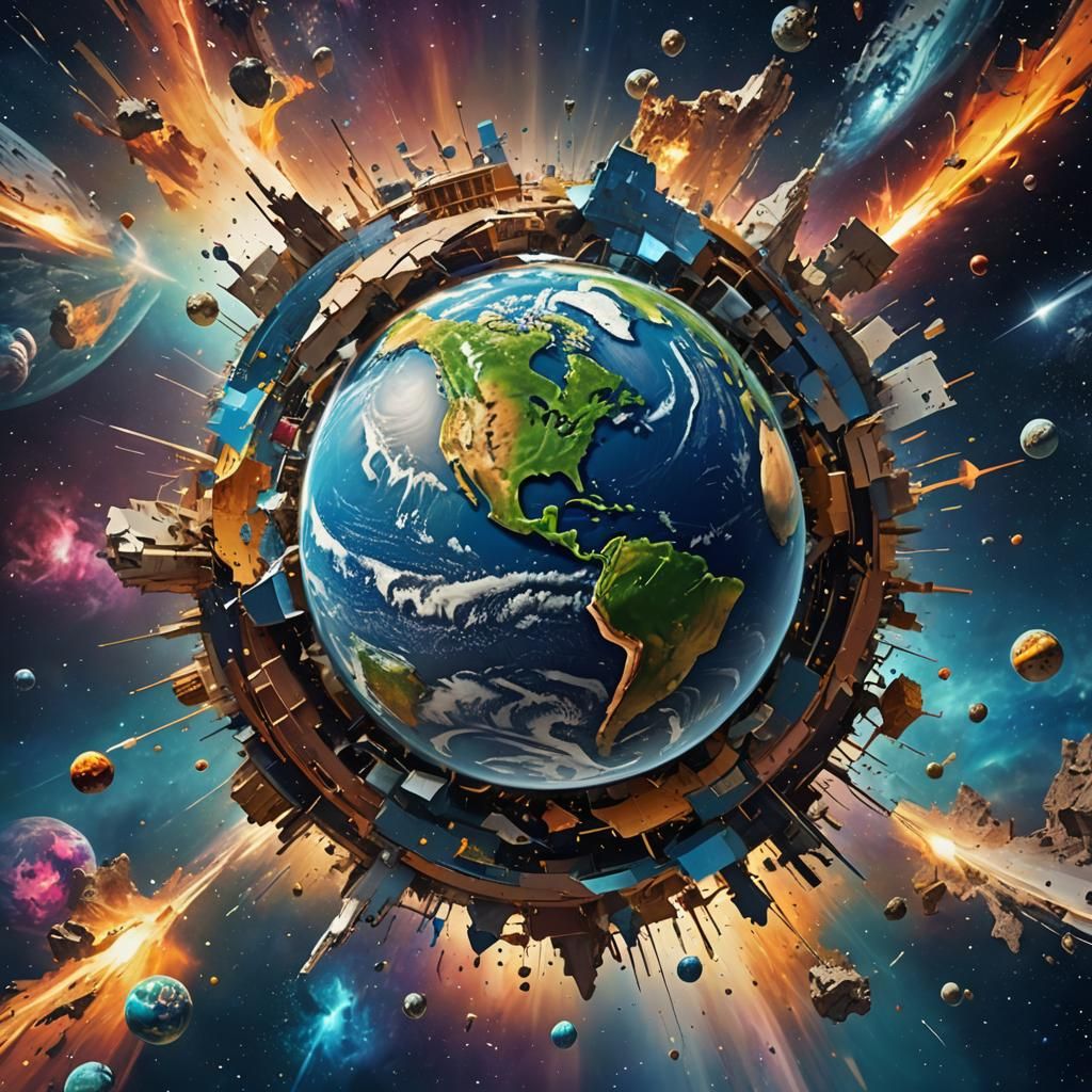 Hyperrealistic Earth Floating in Space