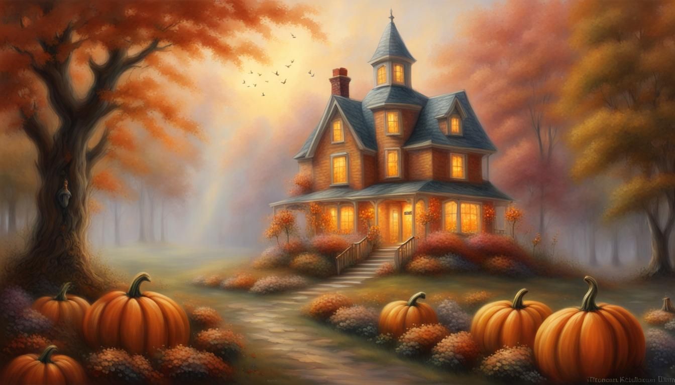 Ethereal Fall Pumpkins in a Fantasy Landscape