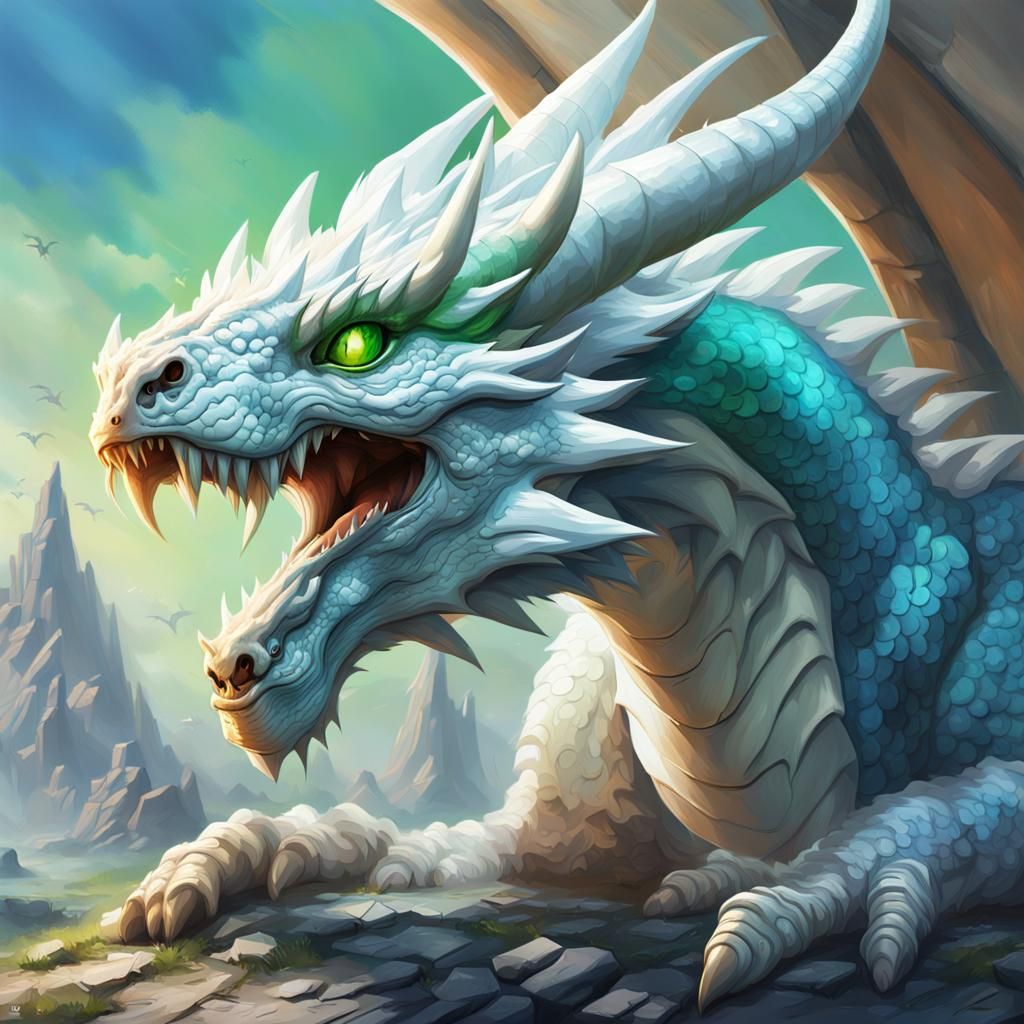 White Dragon with Green Eyes on Dragon Nest