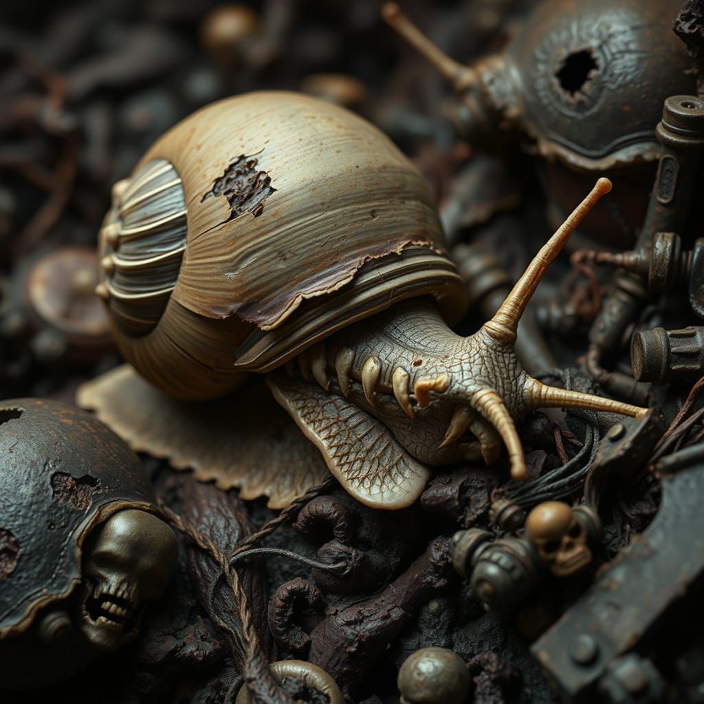 Bony Snail in Biomechanical, Surreal Style