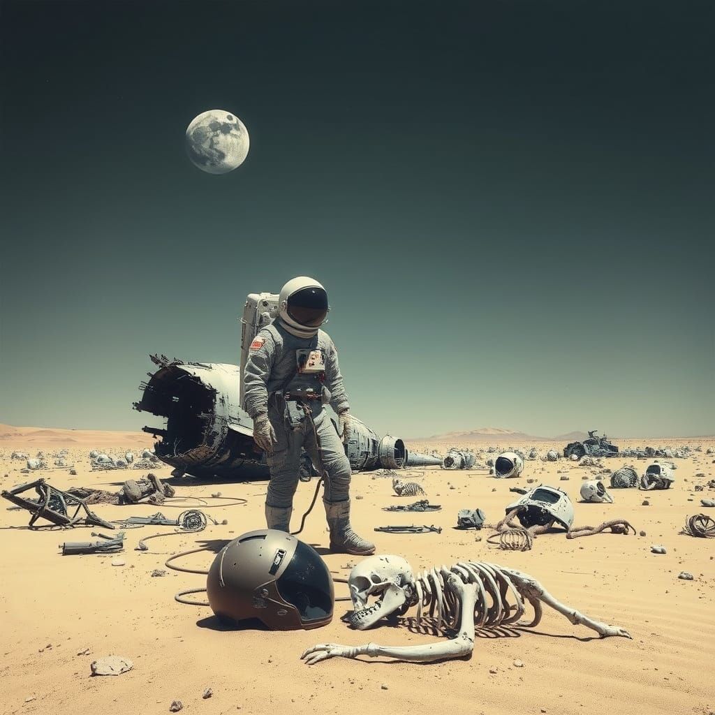 Lost Astronaut on Distant Planet in Romantic Style