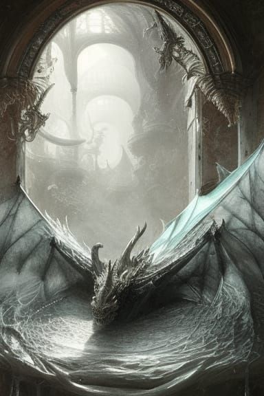 Dragon's Maw Interior: Intricate Fantasy Art