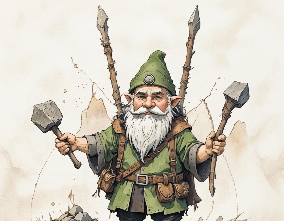 Gnome Artificer in Neolithic Fantasy Art