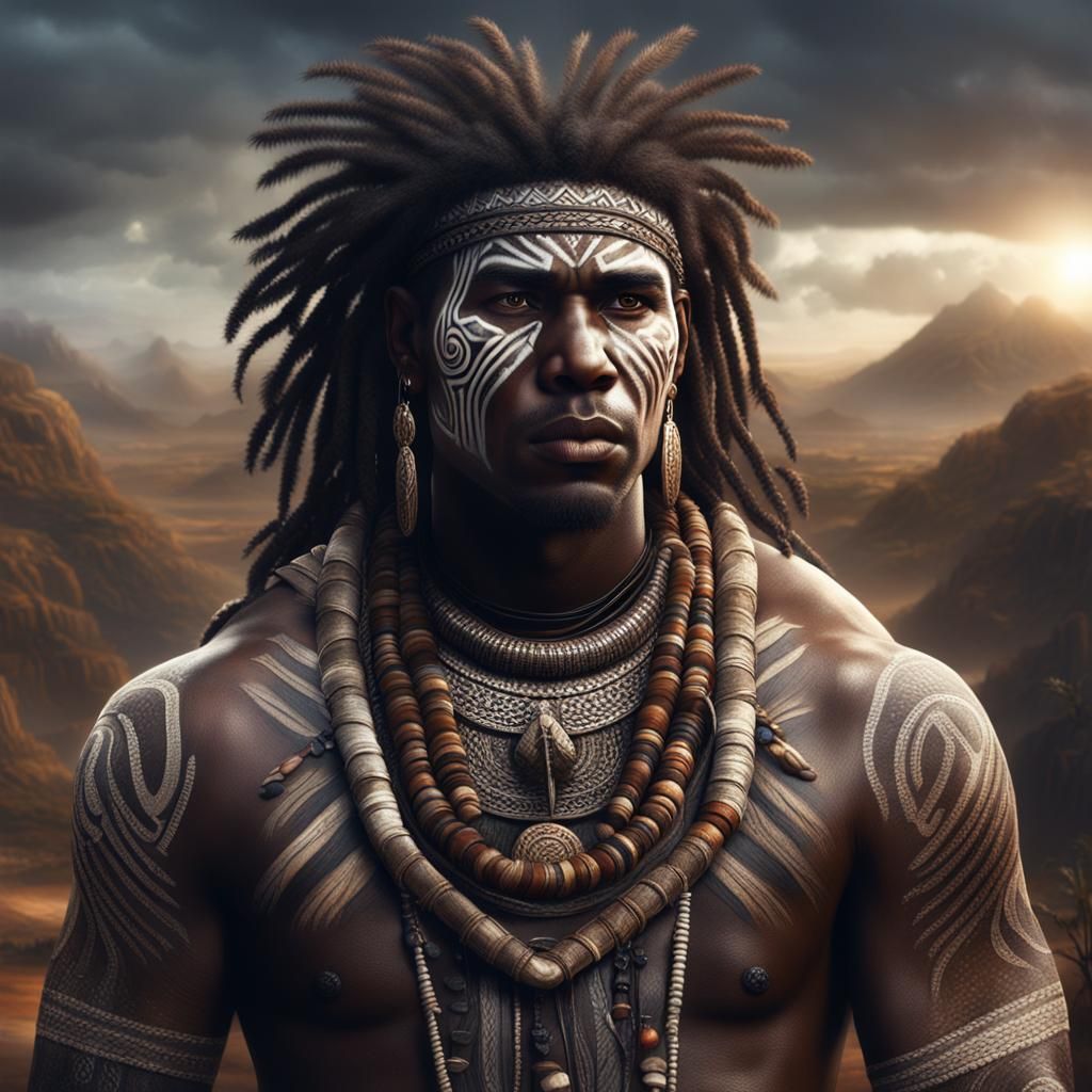 Aboriginal Man Portrait in Digital Matte Painting