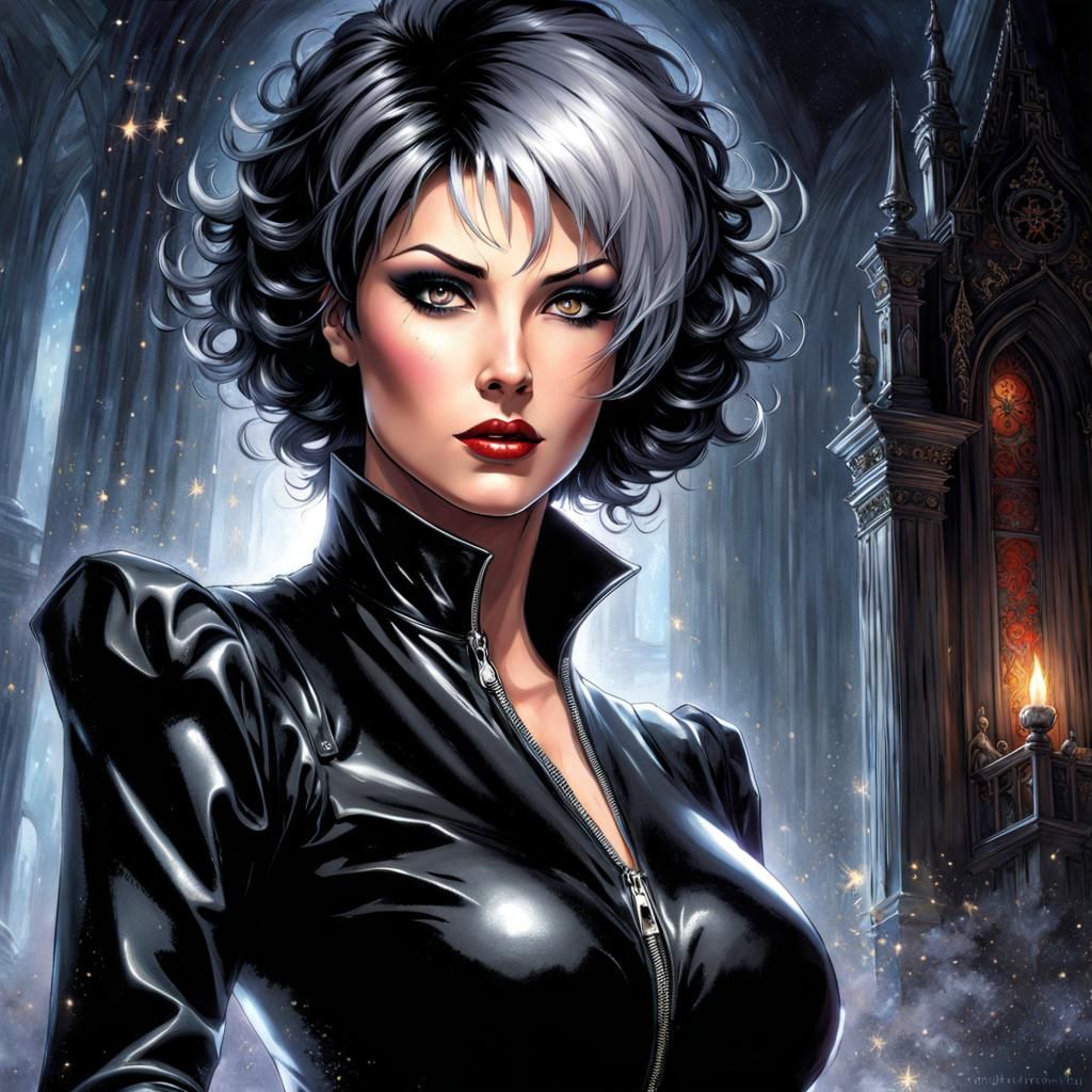 Beautiful Gothic Teacher in Latex: Alluring Fantasy Art