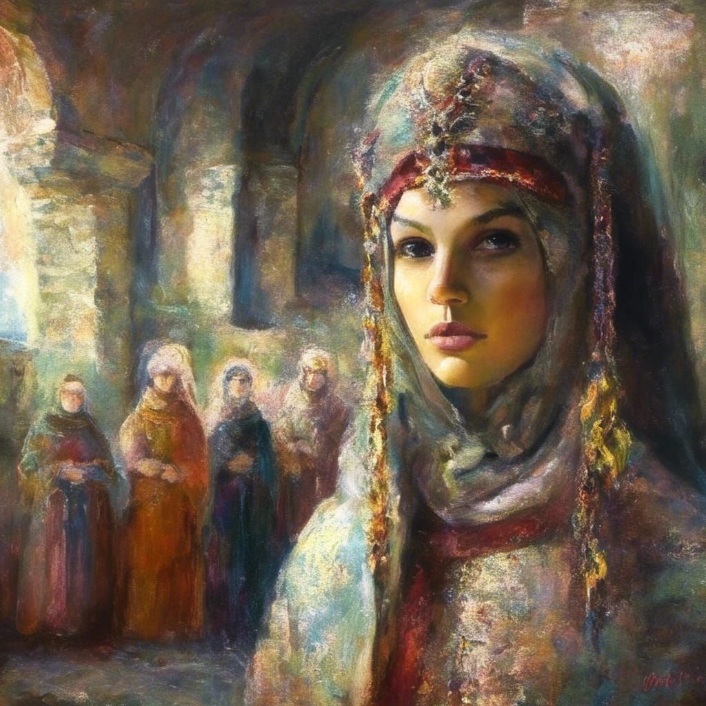 Medieval Woman in Vintage Style