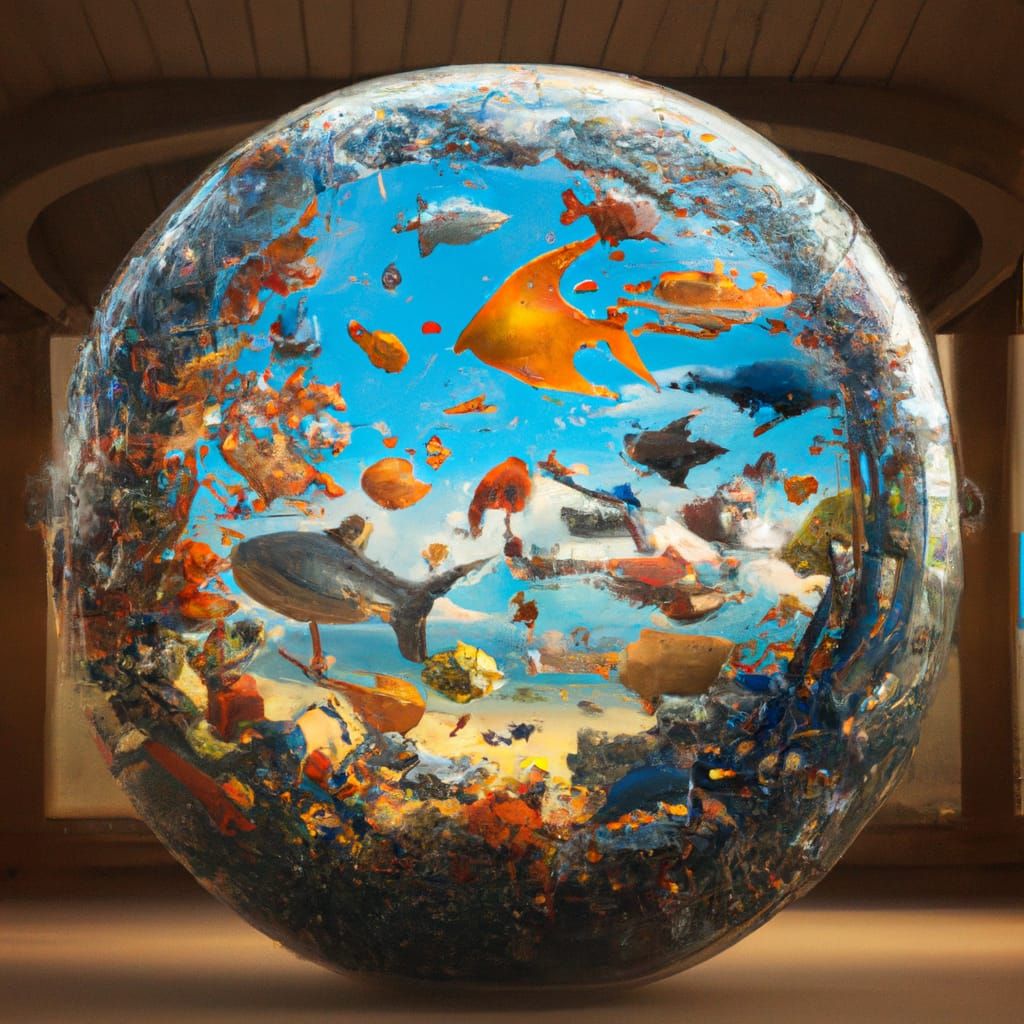 Exotic Fish in Water Sphere: A Digital Illustration