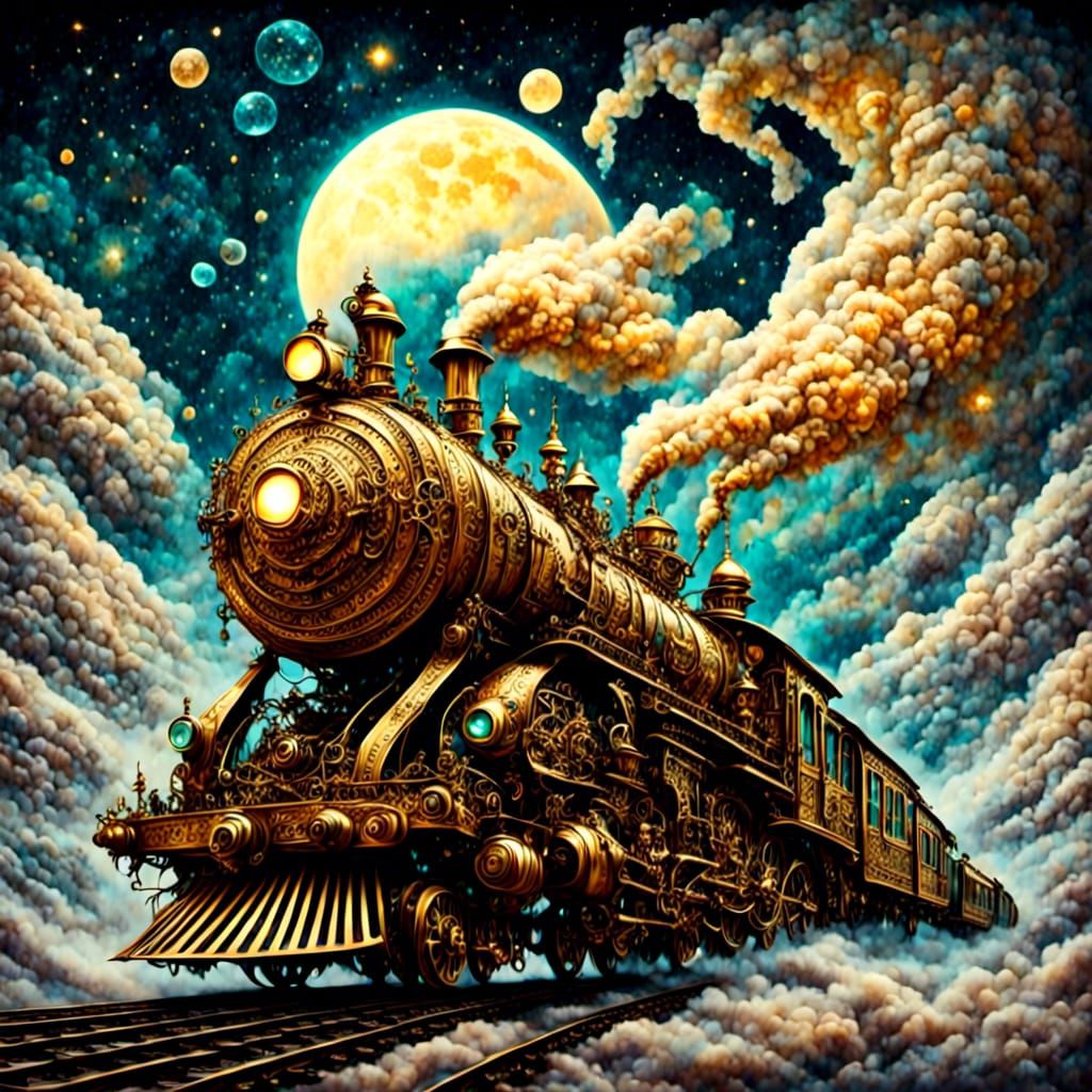 Golden Zentangle Steam Train