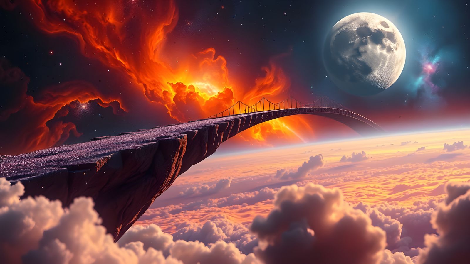 Galactic Bridge of Wonder in Vibrant Cosmic Colors