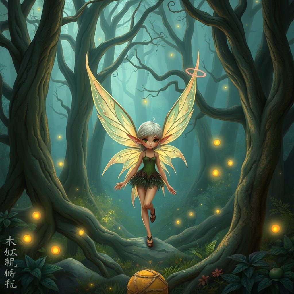 Mystical Elf in a Dreamy Forest