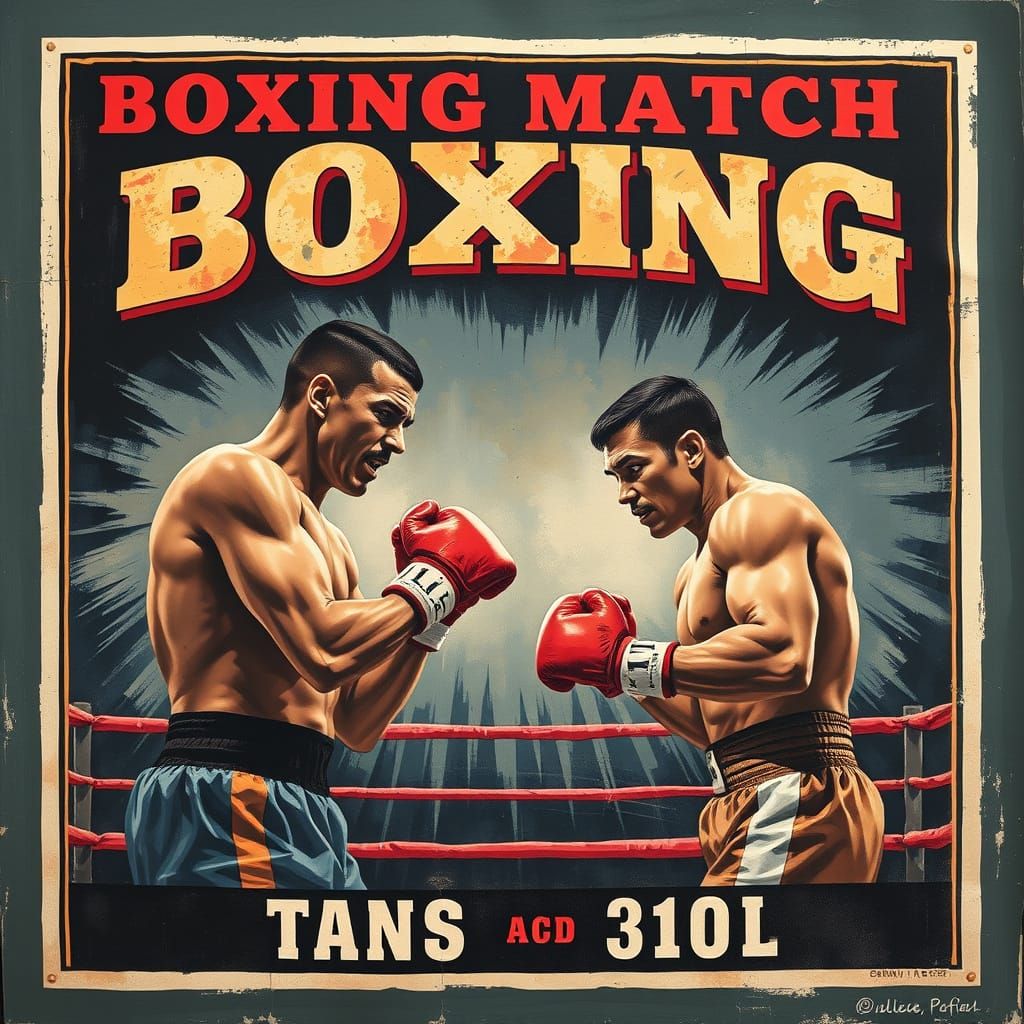Vintage Boxing Poster with Dramatic Typography