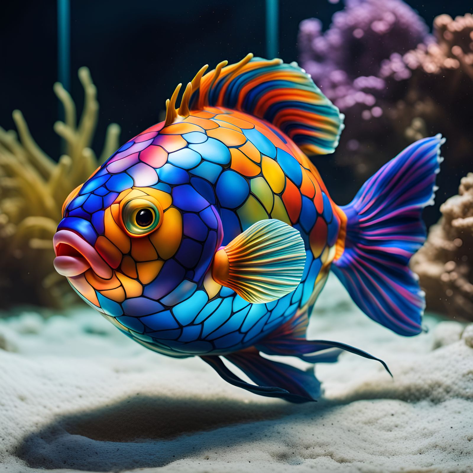 A resplendent bloated balloon fish