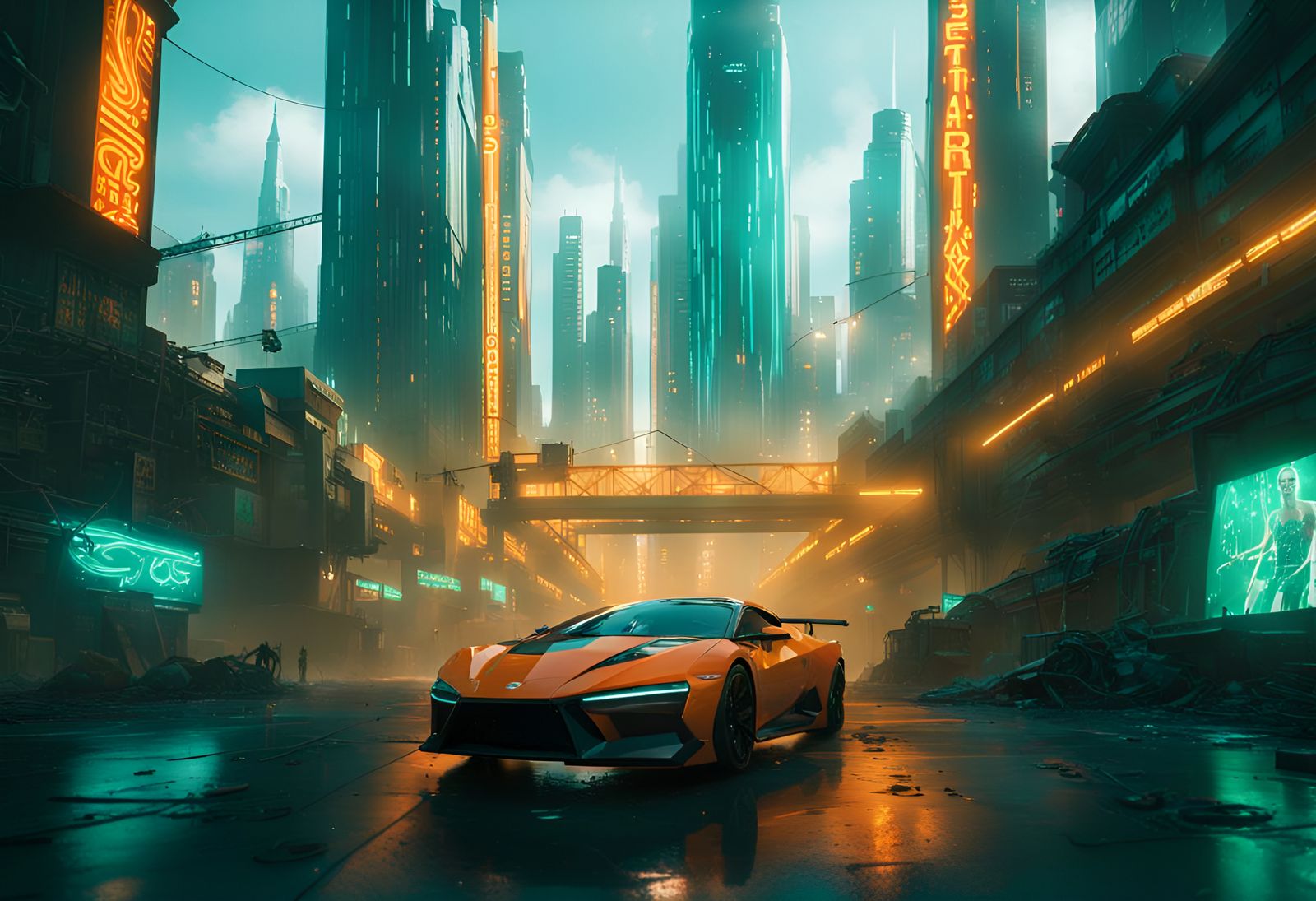 Futuristic Cyberpunk Cityscape Concept Art