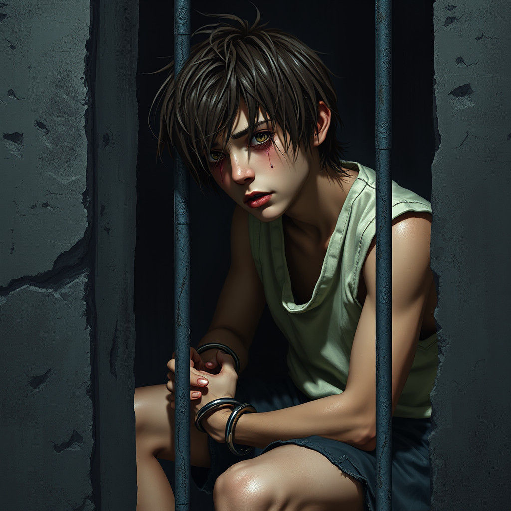 Sorrowful Hero in Dark Prison Cell, Inspired by Concept Art