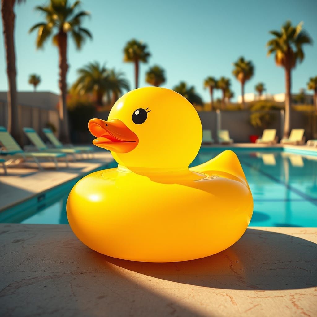 Retro Futuristic Rubber Duck in Vibrant Yellow