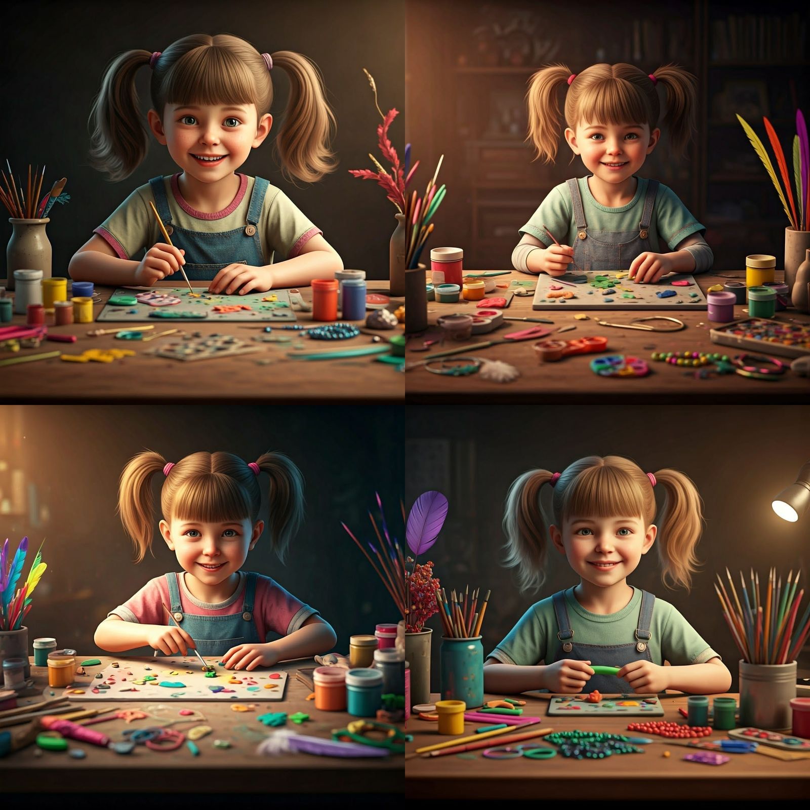 Child's Creative Chaos: 3D Rendering of Art Supplies