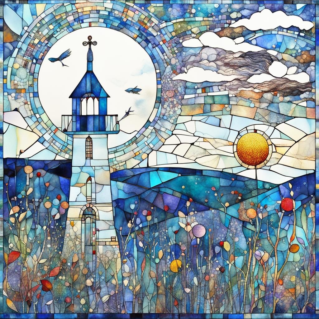 Vibrant Stained Glass Art Brut Illustration