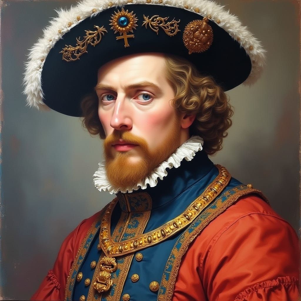 Epic Gouache Portrait of King Henry The Fifth