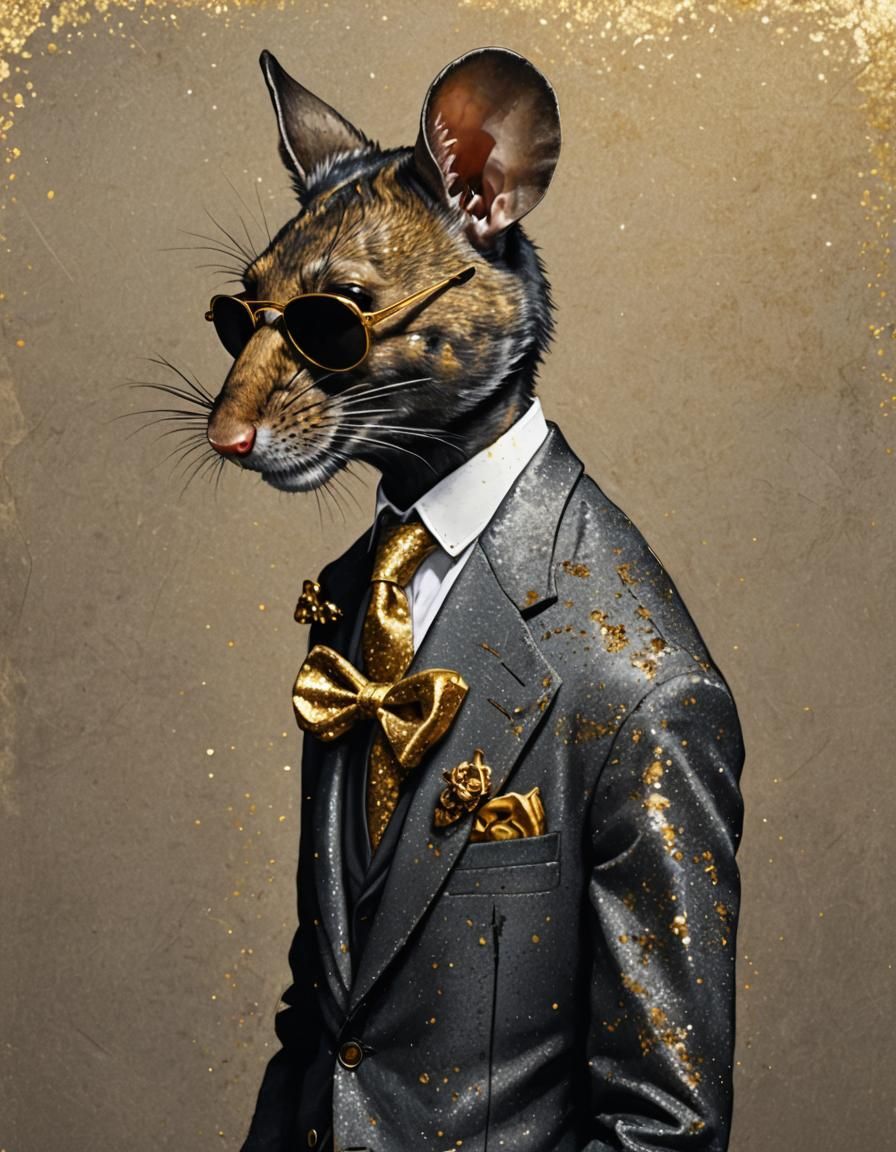 Charming Mouse-like Man in Gold Suit