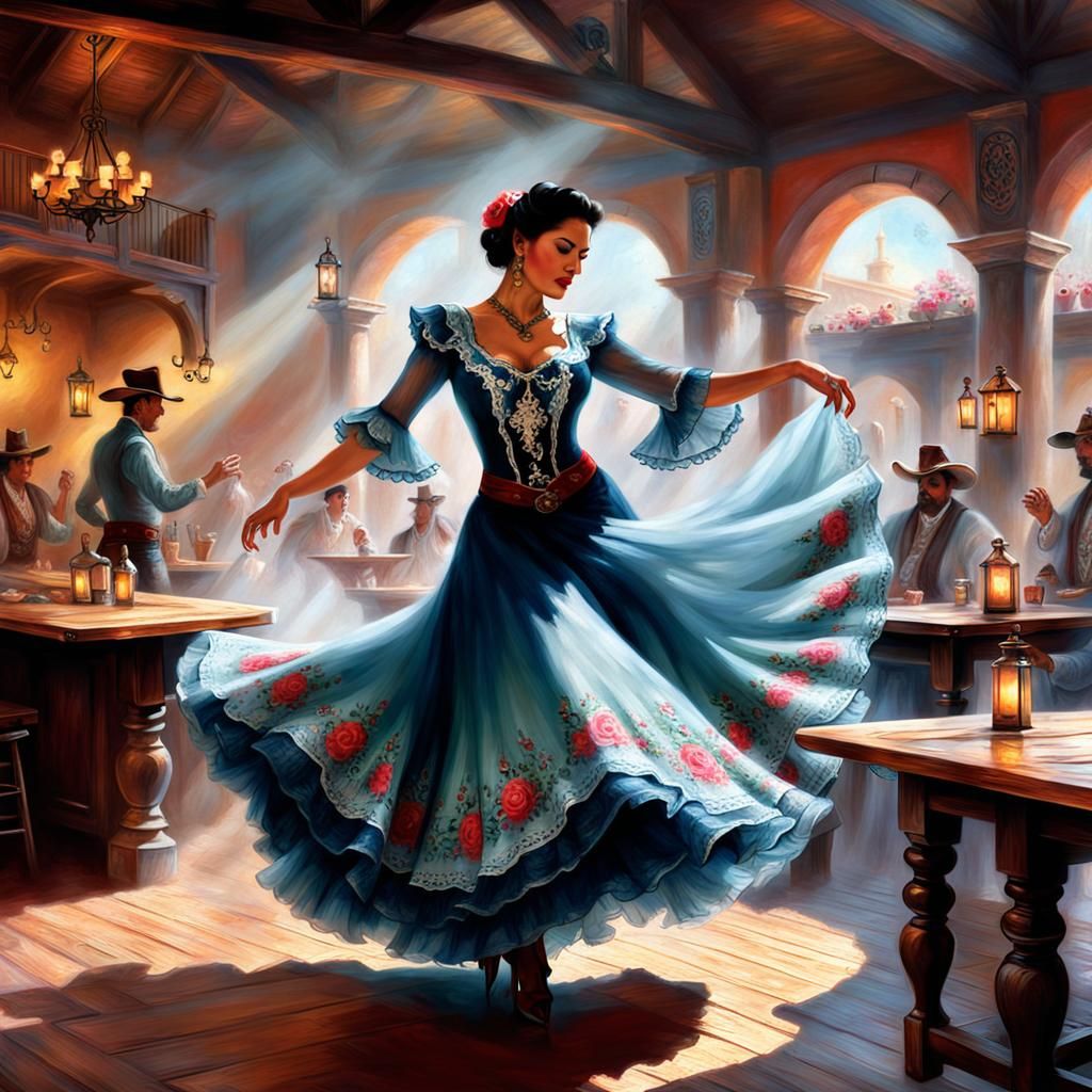 Flamenco Dancer in Cowboy Saloon: Ethereal Fantasy