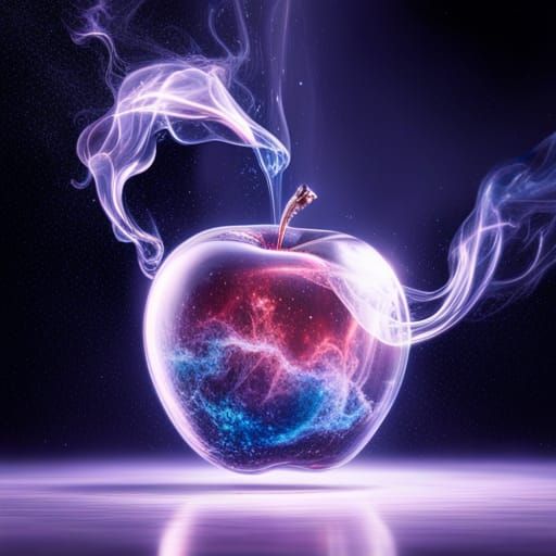 Glowing Cosmic Apple: Hyperrealistic Matte Painting