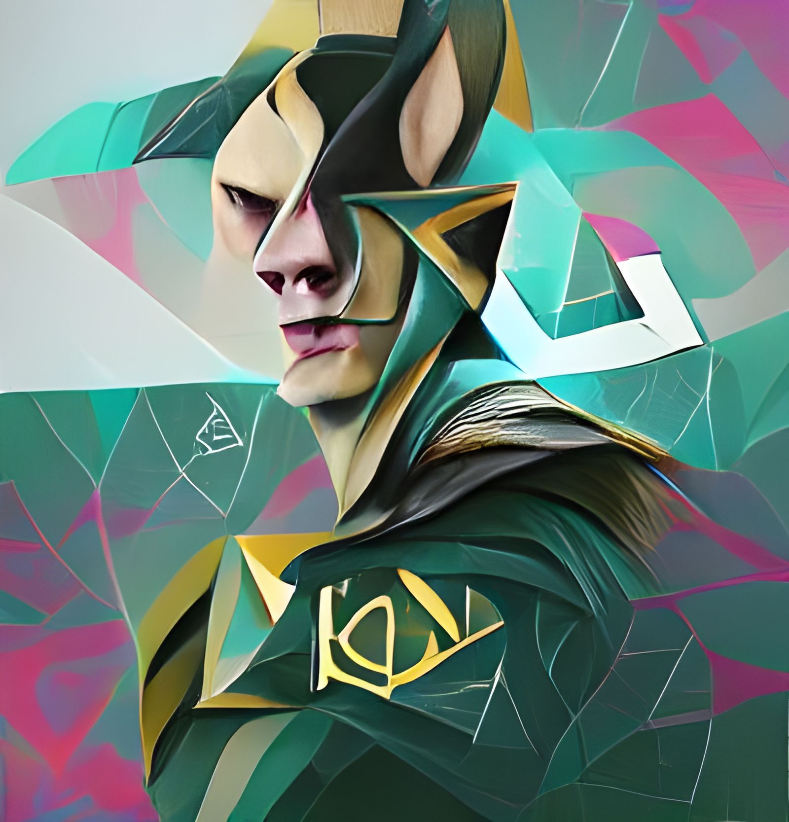 Geometric Loki: Abstract Norse God Portrait