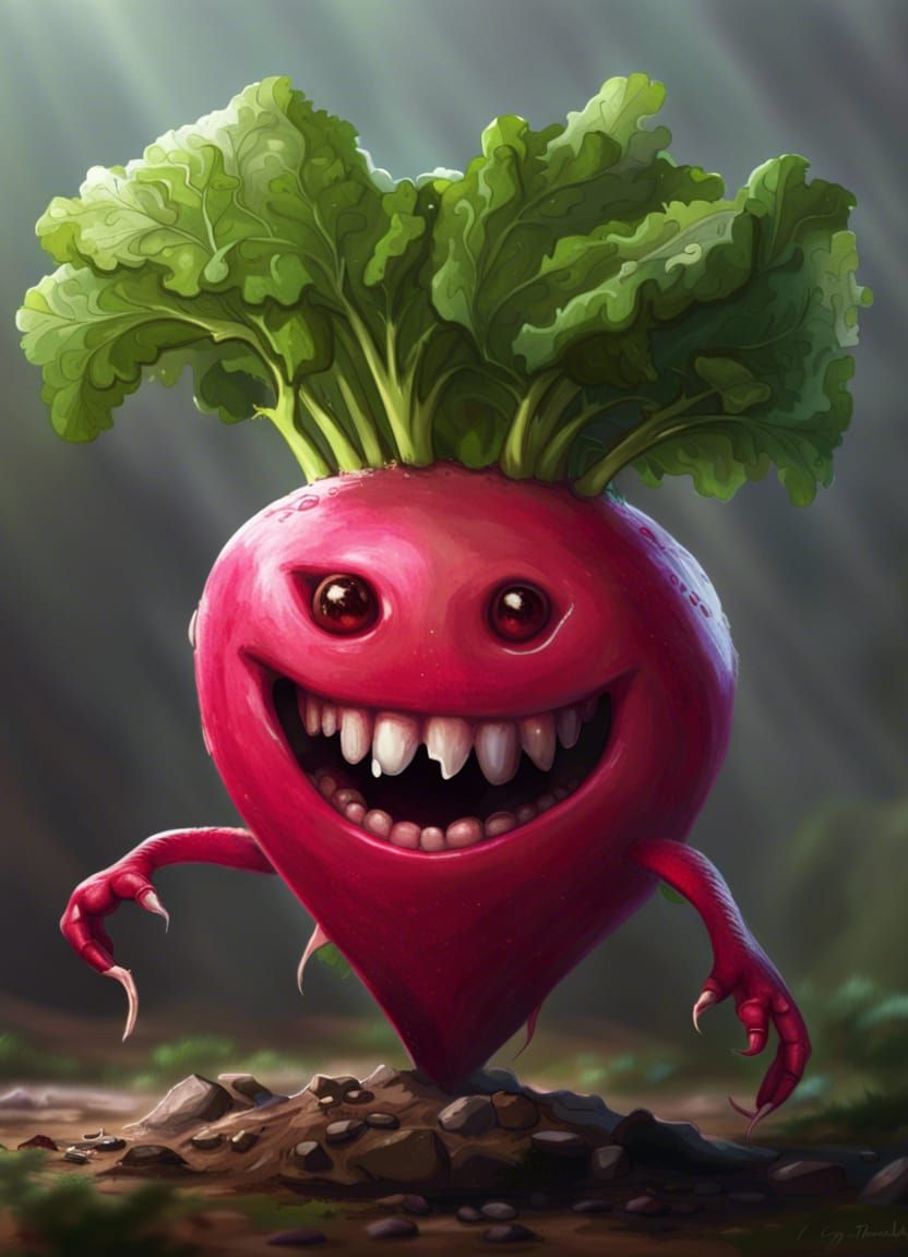 Grinning Radish Monster Digital Art