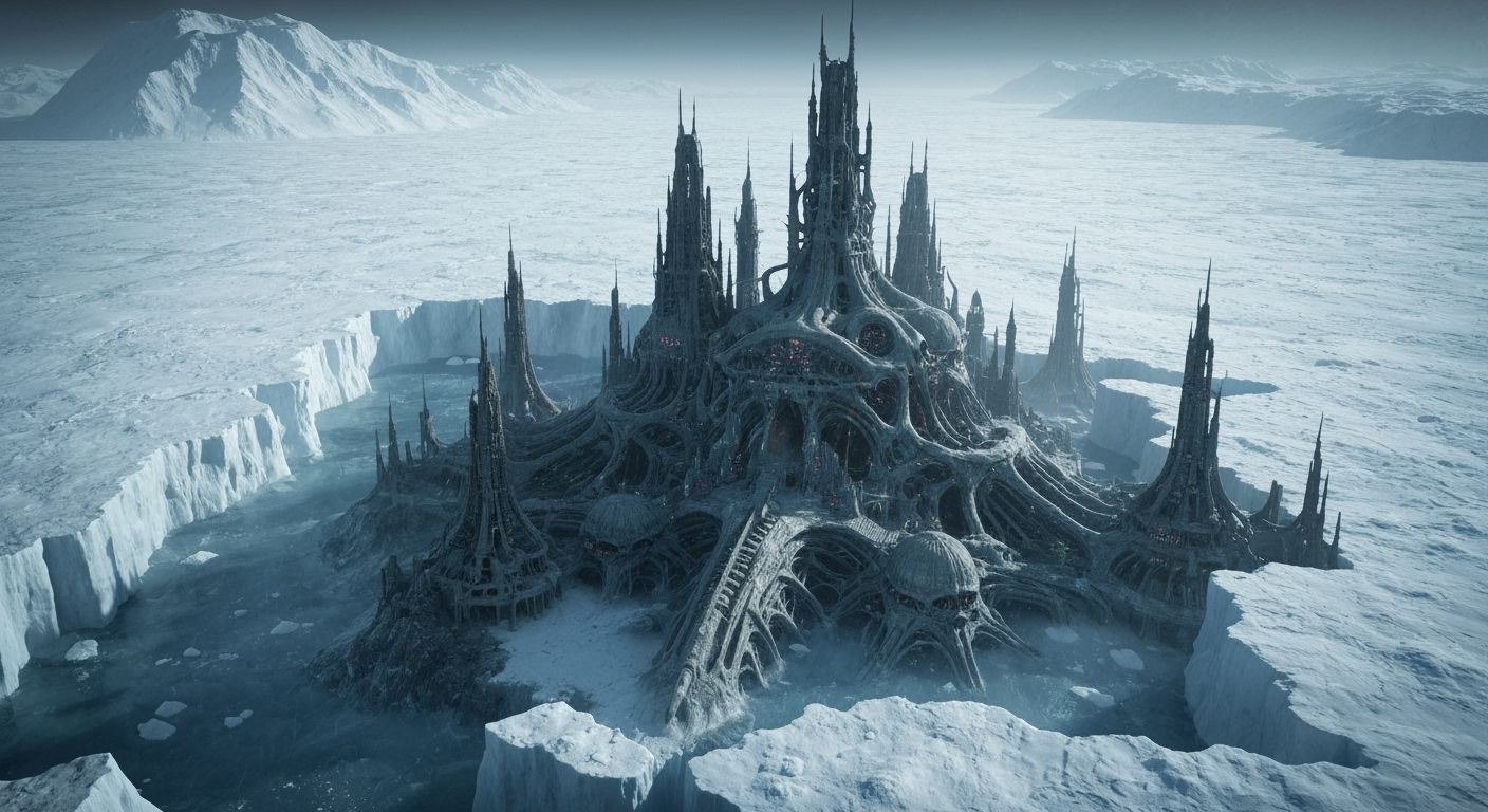 Hyperrealistic Lost City Emerges from Arctic Ice