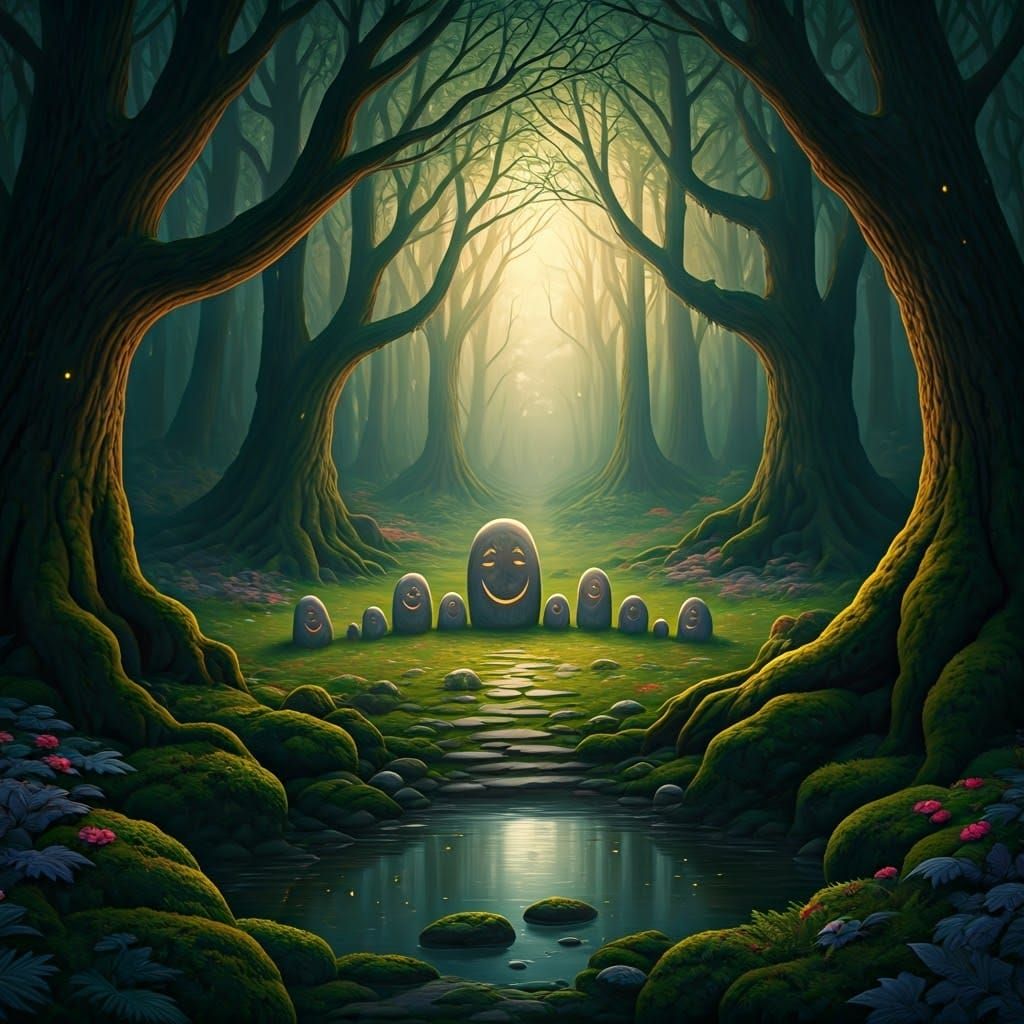Enchanted Forest Glade at Dusk: Classical Fantasy