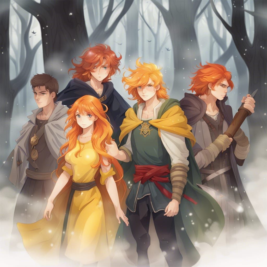 Seven Characters in a Foggy Forest