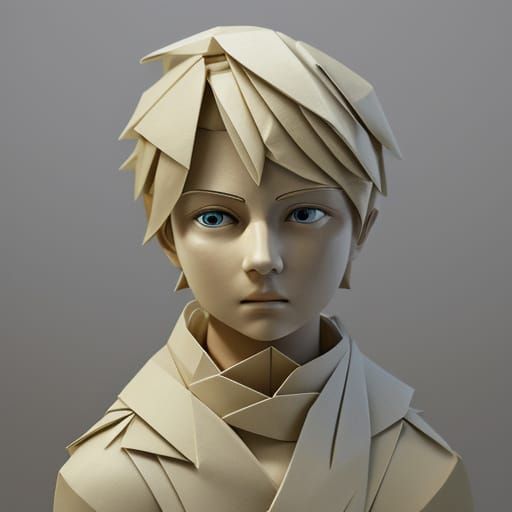 Origami Paper Boy Child: A Digital Art Creation