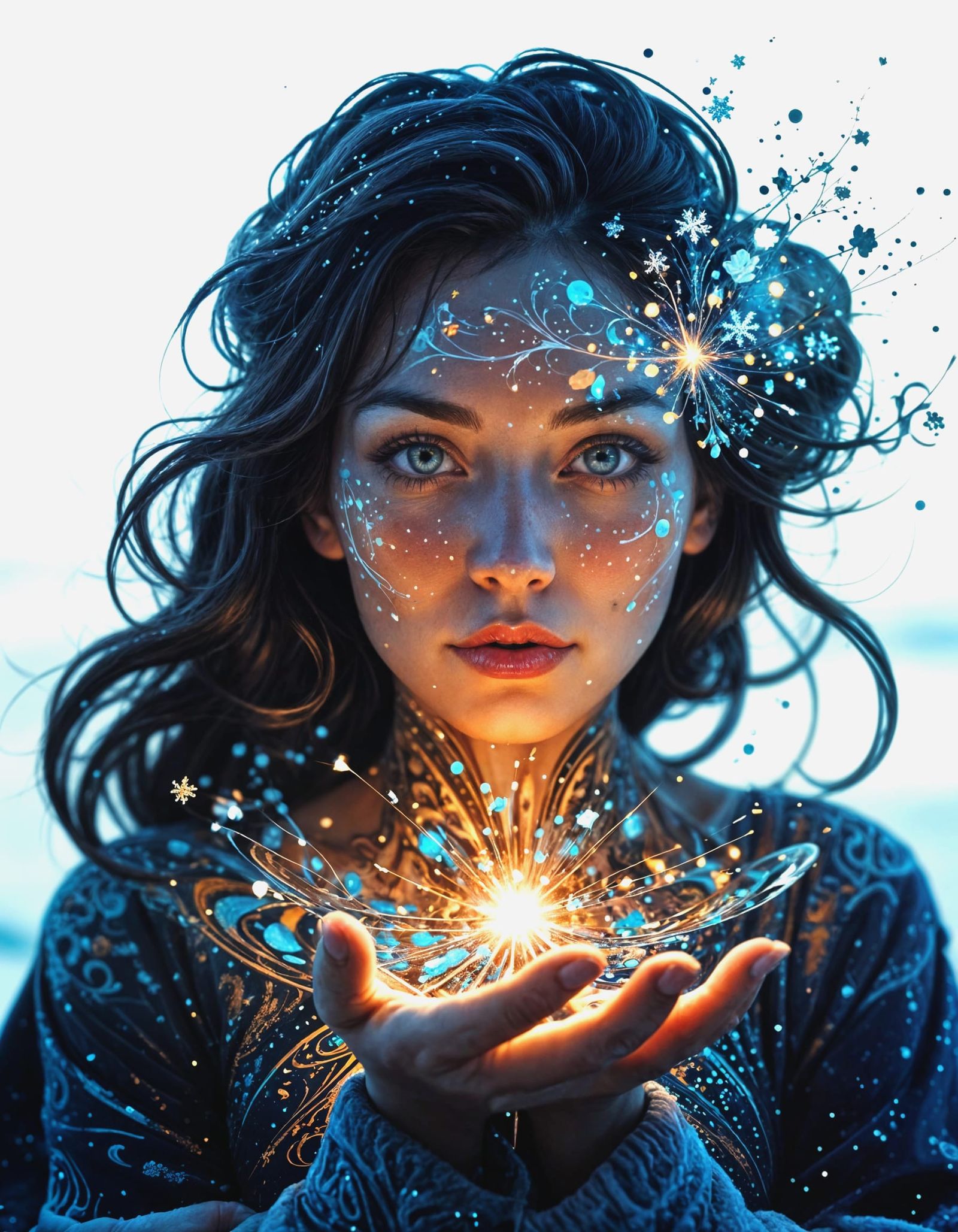 Surreal Art Nouveau Goddess Caught in Winter Enchantment