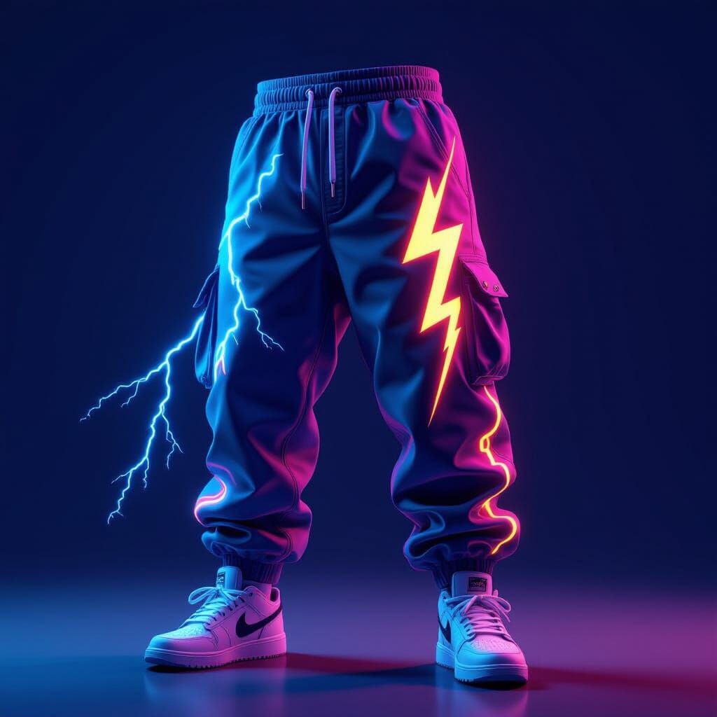 Hip Hop Pants with Lightning Logo in Fantasy Style