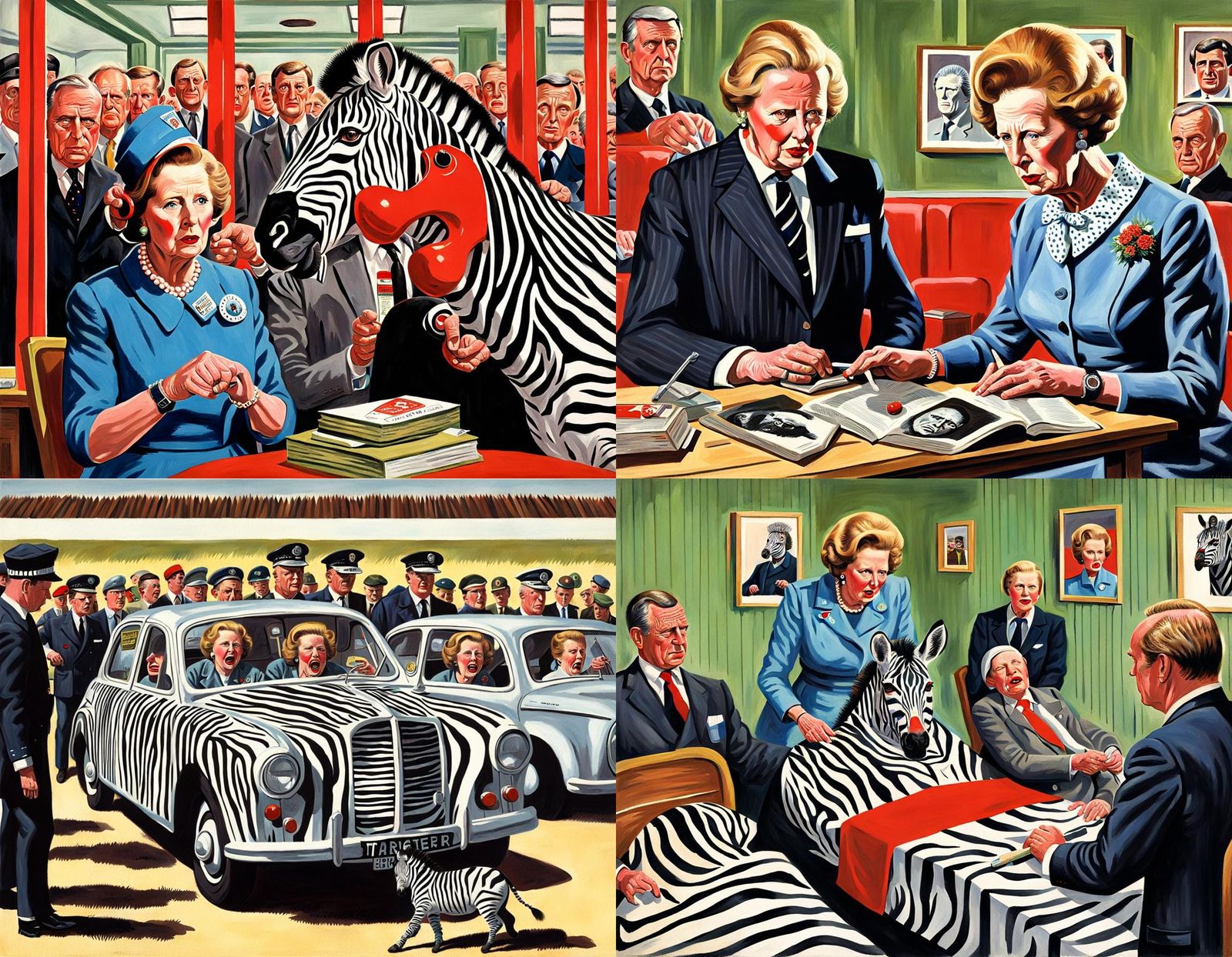 Thatcher and Zebra: Ladybird Book Style Art