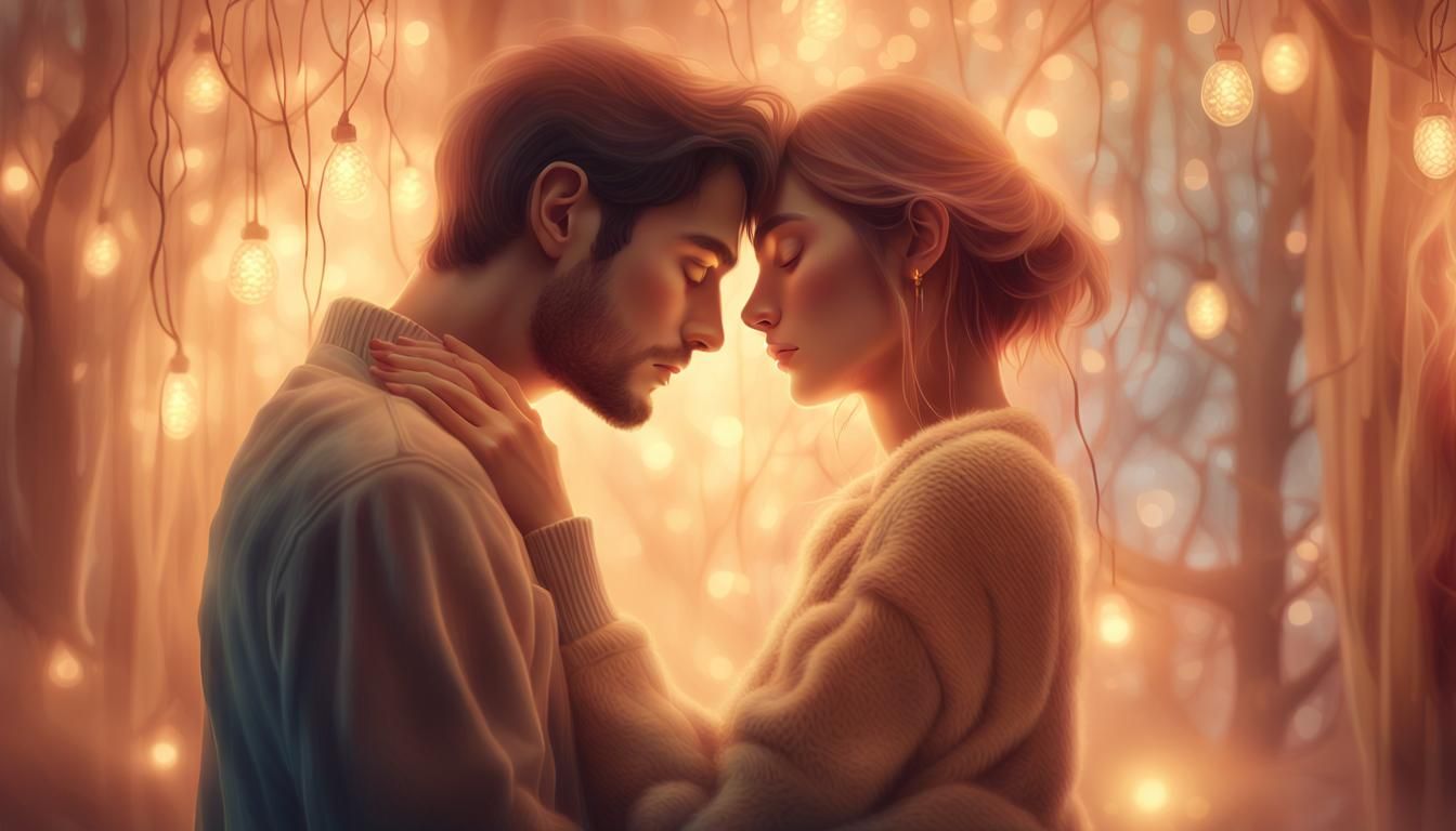 Romantic Embrace in Dreamy Digital Art