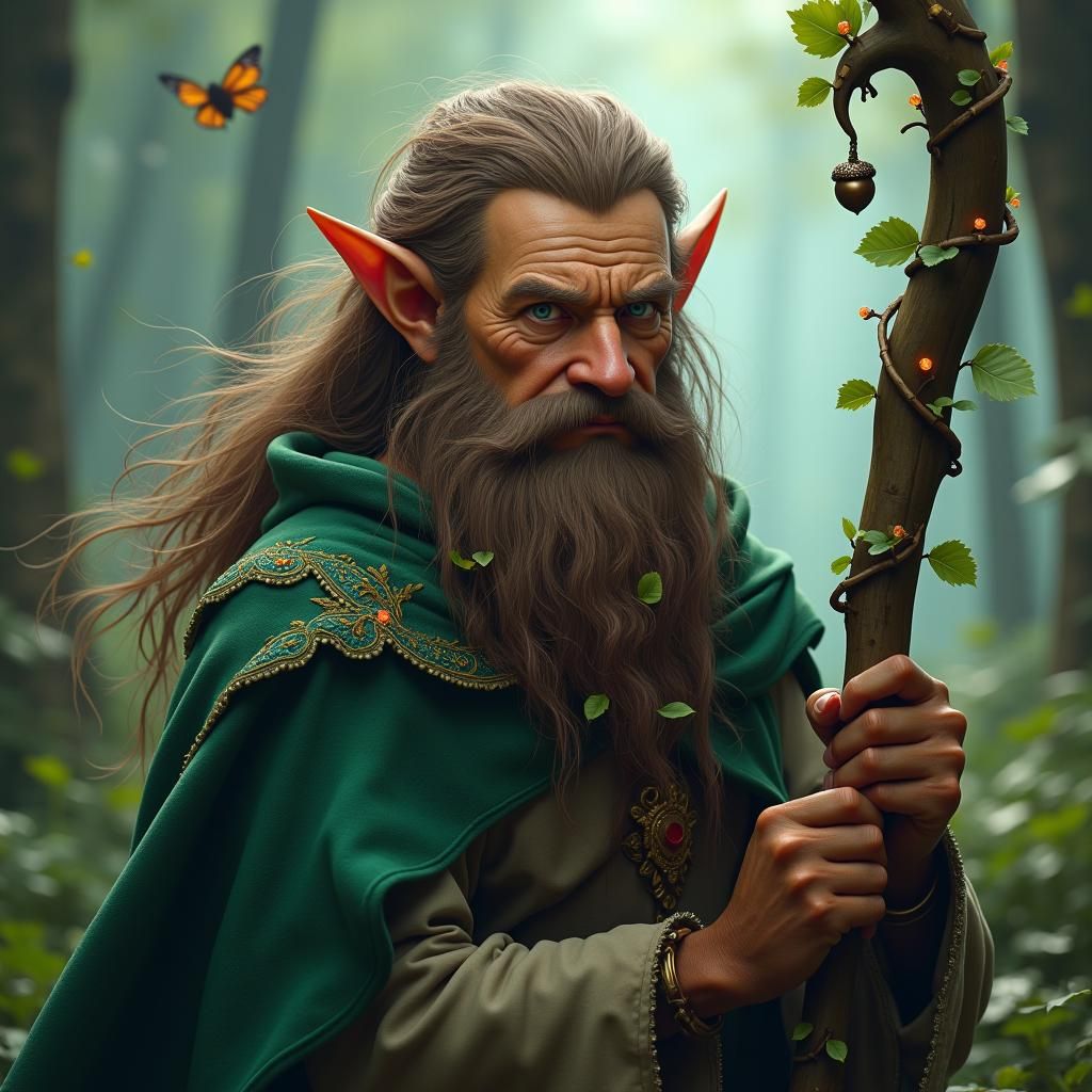 Gnome Druid in Enchanted Forest: Fantasy Concept Art