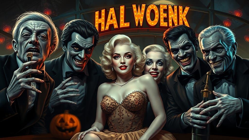 Hollywood Legends as Monsters in Glamorous Horror Scene