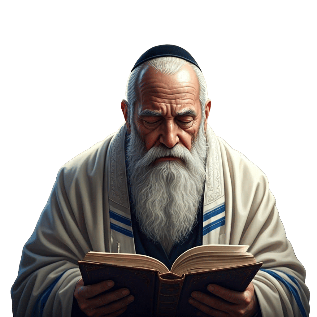 Elderly Orthodox Jew in Prayer: Hyperrealistic Portrait
