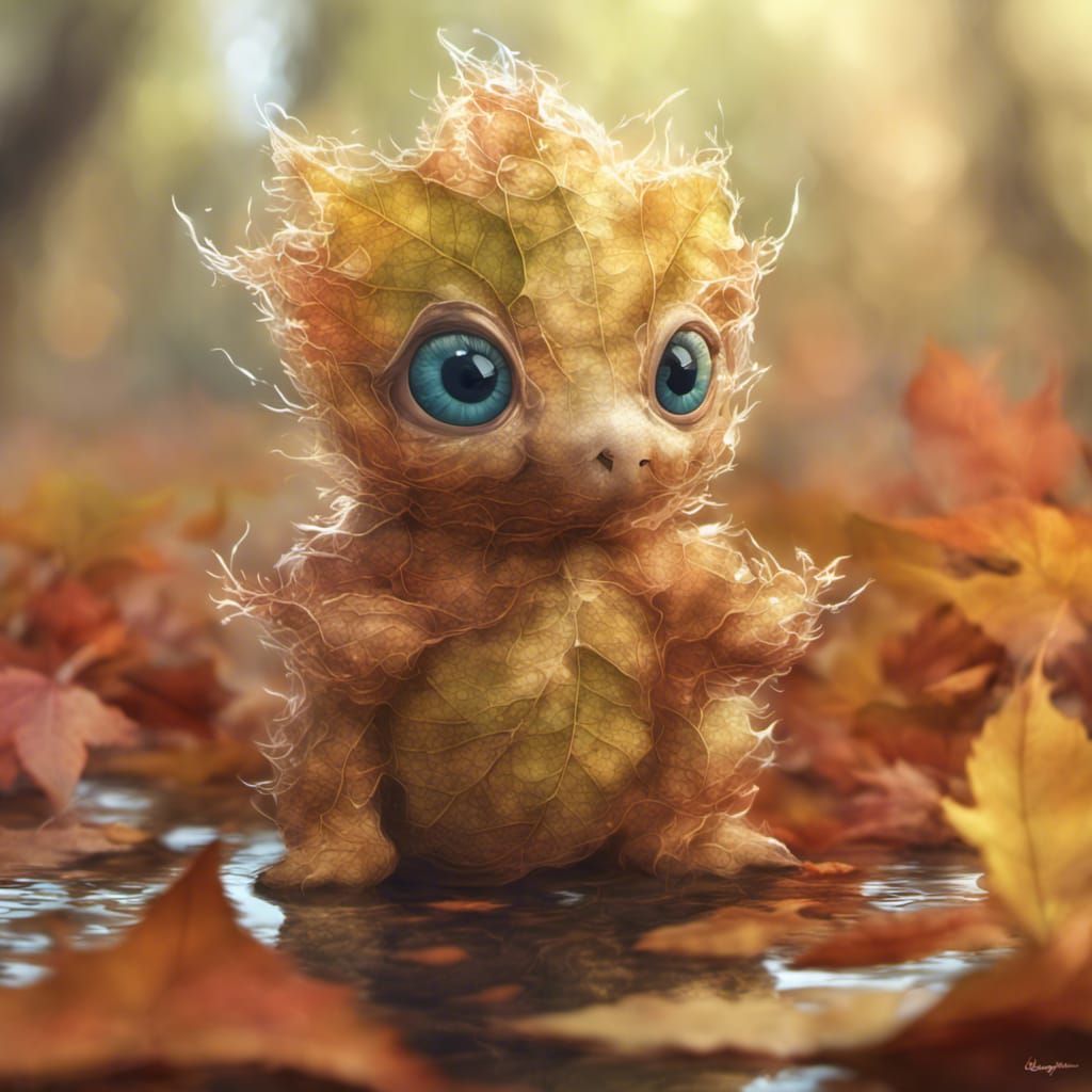 Kawaii Leaf Creature in Windswept Marsh